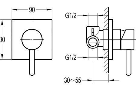 Omnires Y bateria prysznicowa podtynkowa chrom Y1245/KCR