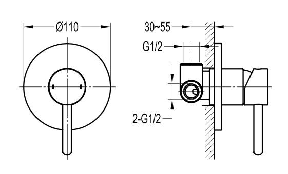 Omnires Y bateria prysznicowa podtynkowa chrom Y1245CR