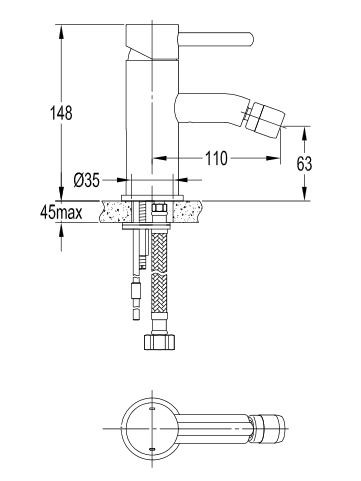 Omnires Y bateria bidetowa stojąca standard chrom Y1220ST