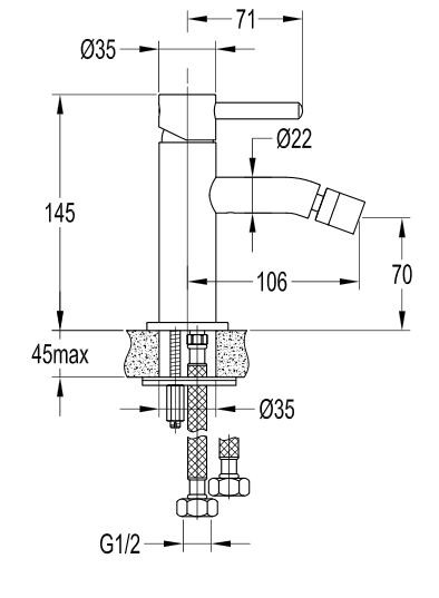 Omnires Y bateria bidetowa stojąca chrom Y1220CR