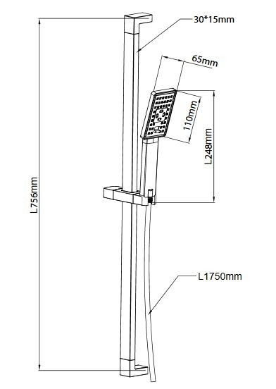 Omnires zestaw prysznicowy z drążkiem 77,5 cm JIMJIM-SCR