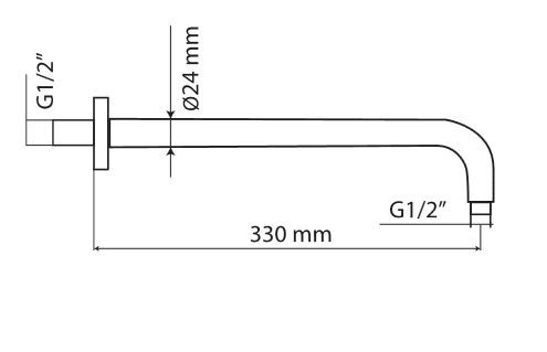 Omnires ramię ścienne 33cm do głowicy natryskowej chrom RA01CR