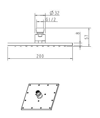 Omnires deszczownica kwadratowa 20 x 20 cm chrom WG220