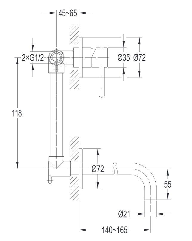 Omnires Y bateria umywalkowa podtynkowa czarny Y1215NBL