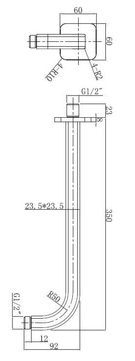 Omnires ramię ścienne 35 cm do głowicy natryskowej chrom RA15CR