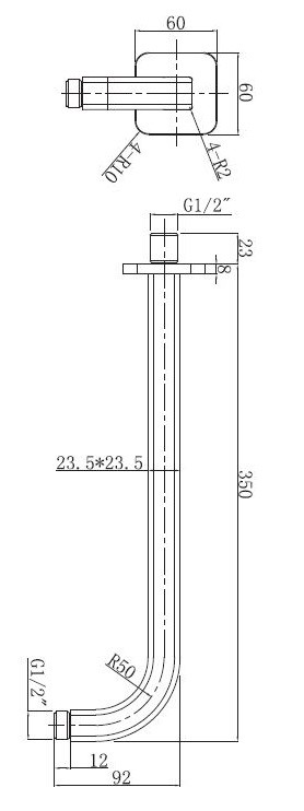 Omnires ramię ścienne 35 cm do głowicy natryskowej biały chrom RA15CRB