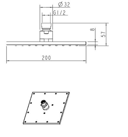 Omnires deszczownica kwadratowa 20 x 20 cm chrom/biały WG220/O CRB