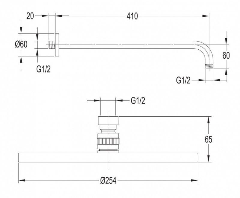 Omnires SlimLine AIR deszczownica 25x25 z ramieniem ścienym nikiel WGA126+RA07 NI