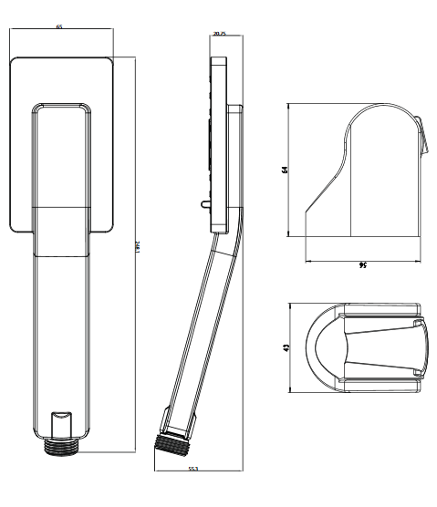 Omnires Jim Jim zestaw prysznicowy punktowy 3-funcyjny inox JIMJIM-PIN