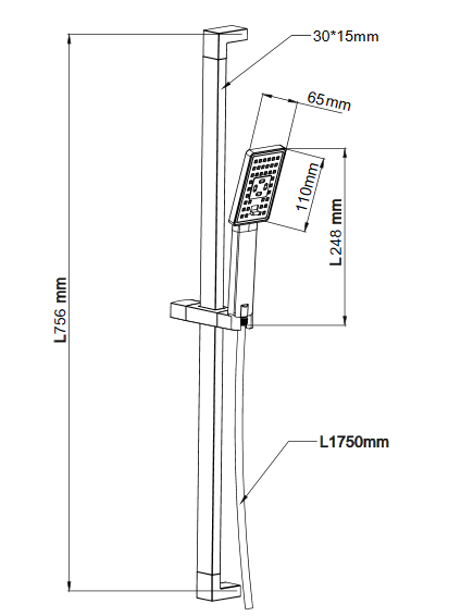 Omnires zestaw prysznicowy z drążkiem 77,5 cm inox JIMJIM-SIN