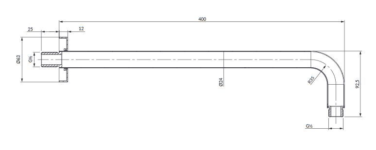 Omnires ramię ścienne 40 cm do głowicy natryskowej chrom RA01LCRA