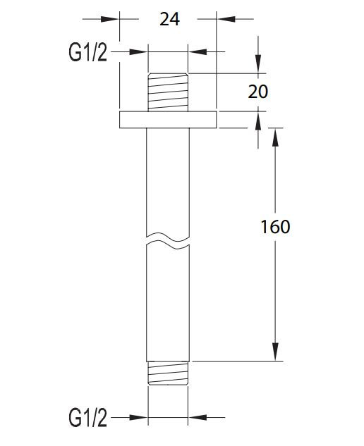 Omnires ramię sufitowe 16cm do głowicy natryskowej chrom RS23CR