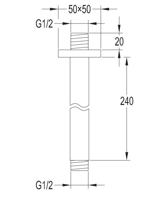 Omnires ramię sufitowe 24cm do głowicy natryskowej chrom RS31CR