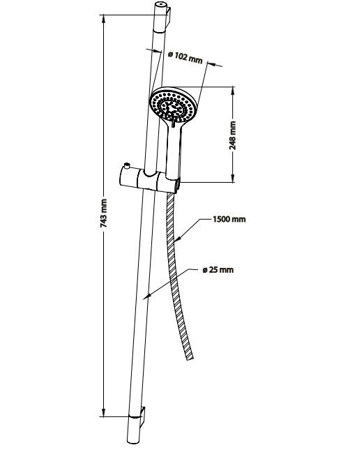 Omnires zestaw prysznicowy z drążkiem 80 cm YOSEMITE-SGL