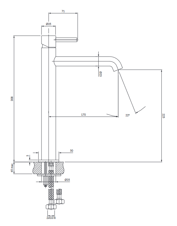 Omnires Y bateria umywalkowa wysoka grafit Y1212GR