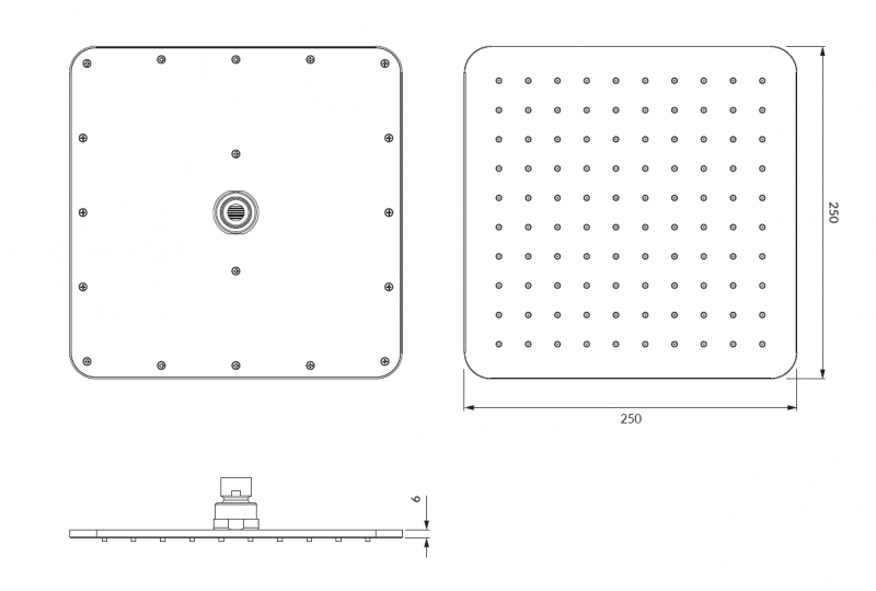 Omnires SlimLine deszczownica kwadratowa 25 x 25 cm czarny mat WG225/OBL