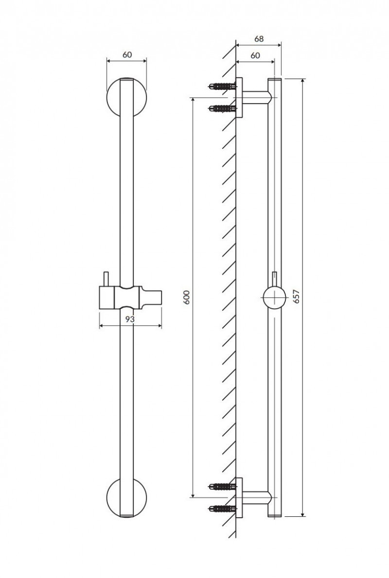 Omnires drążek prysznicowy okrągły 66 cm chrom DR12CR