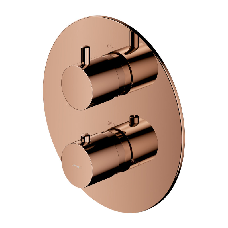 Omnires Y termostatyczna bateria prysznicowo-wannowa podtynkowa 2-drożna miedź Y1236ROCP