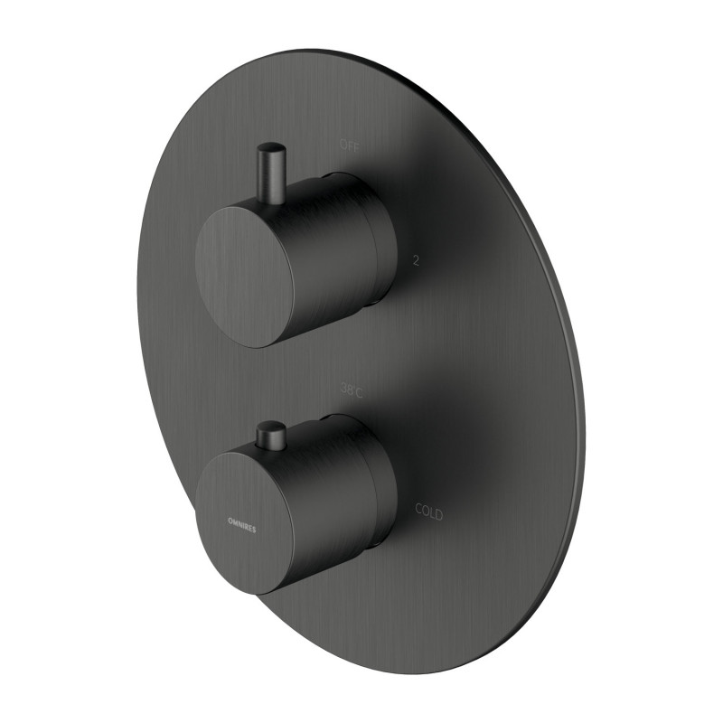 Omnires Y termostatyczna bateria prysznicowo-wannowa podtynkowa 2-drożna grafit Y1236ROGR